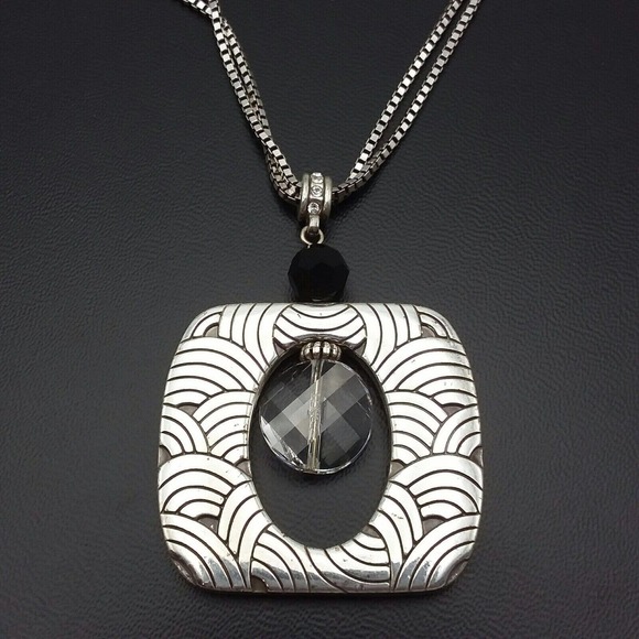 Retired Brighton Jazz Pendant Necklace with Faceted Clear Crystal Accent - Picture 3 of 6